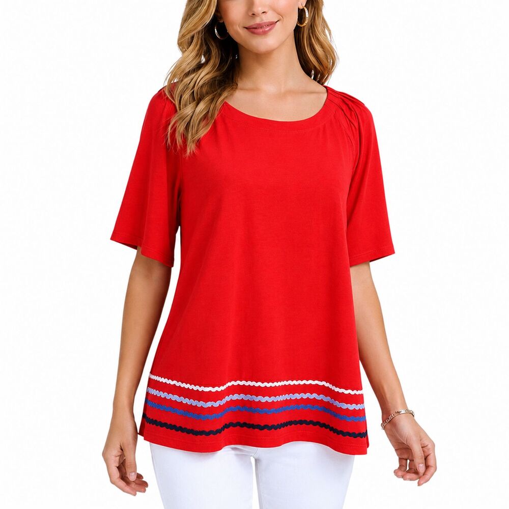 Talbot's Red Tunic Tee Medium Short NWOT Inspection Stickers Intact